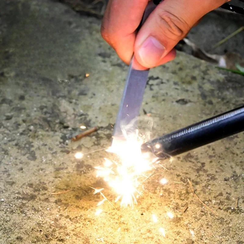 New Outdoor Survival Fire Starter Multifunctional Ferrocerium Rod with Paracord & Scraper, Camping Emergency Flint Fire Steel
