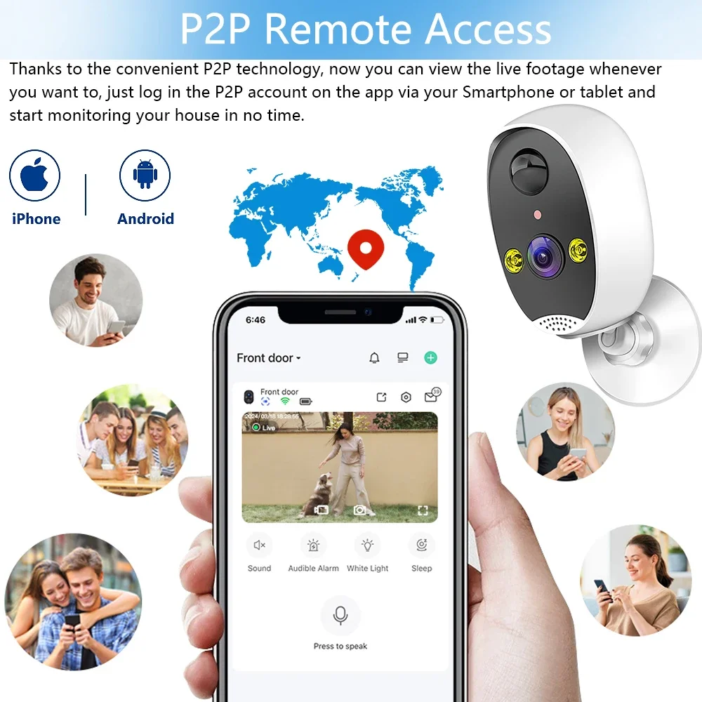 IPC360 Home Battery IP Cameras Outdoor 5MP Wireless WiFi Security Human Detection Alarm Video Recording Surveillance Camera Home