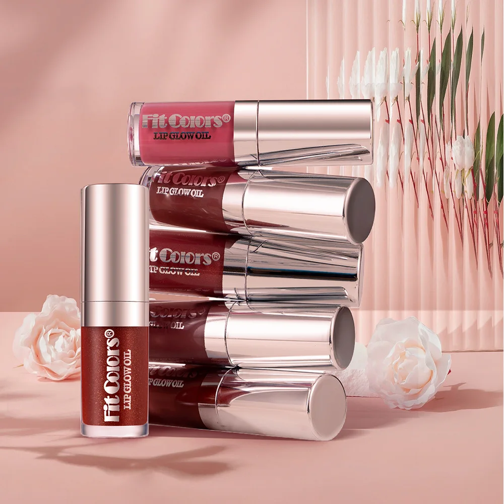 6 colors moisturizing pearlescent mirror lip glaze lip plumping honey lip oil large brush head lip