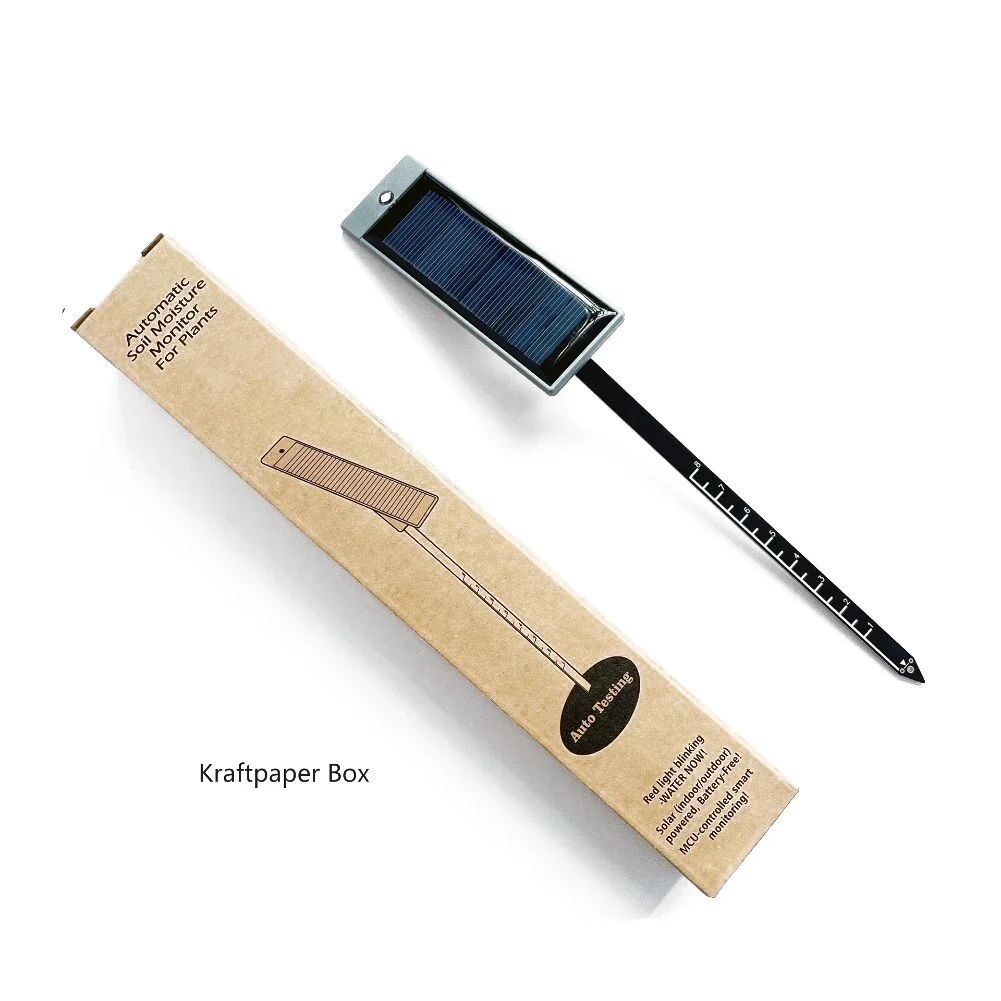 

Plant soil moisture meter with red flashing indicator for watering needs solar powered sensor with adjustable insertion depth