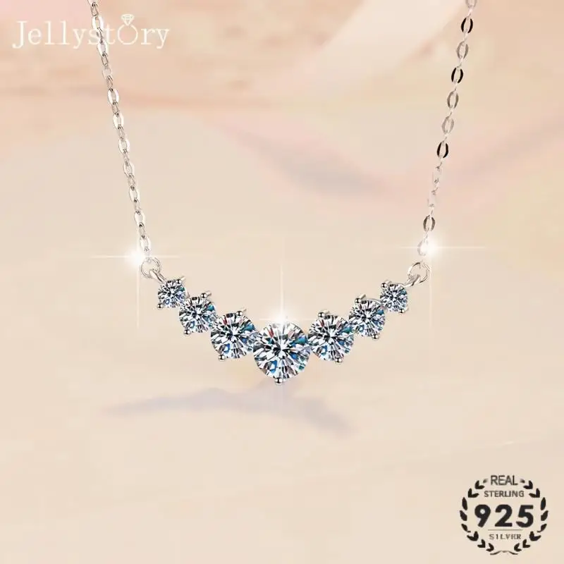 Princess Dream Necklace Birthday Sparkling Gift S925 Silver Moissanite Seven Princess Pendant Light Luxury Collarbone Chain
