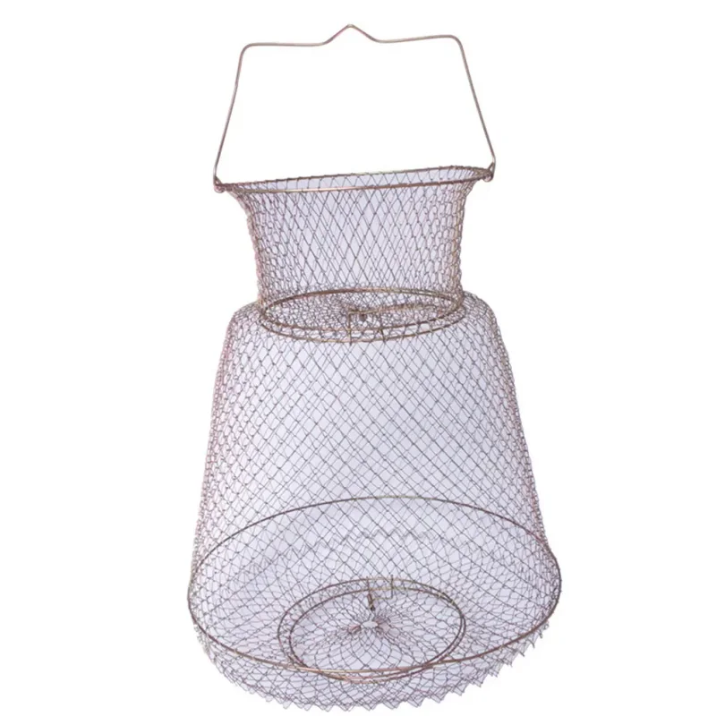 Lobster Mesh Fishing Net Prawn Crab Cage Folding Trap Net Foldable Metal Wire Fish Shrimp Basket Wholesale