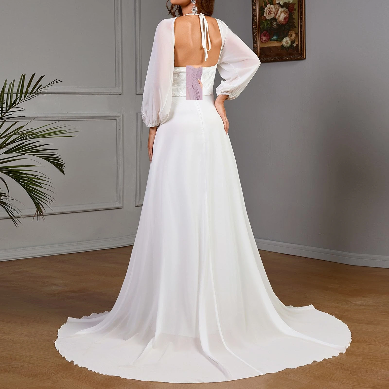 Mulheres elegantes branco maxi vestidos formais sexy rendas manga longa vestido de casamento até o chão vestidos de festa à noite de baile