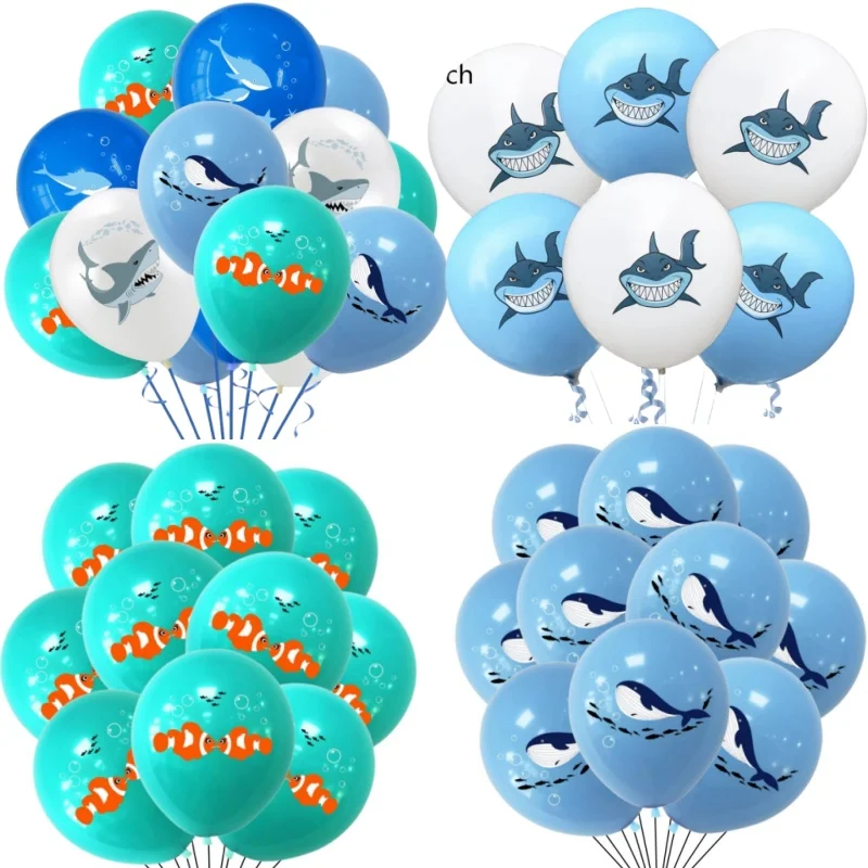 10/30 Piezas de Globos de Látex de Tiburón Azul, Recuerdo de Fiesta de Cumpleaños, Decoración de Fiesta de Tiburón Oceánico, Decoración de Fiesta de Baby Shower para Niños