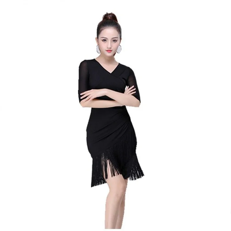 

New Latin Dance Skirt With Tassel Female Women Adult Dancewear Performance Costume Sexy Practice Clothing