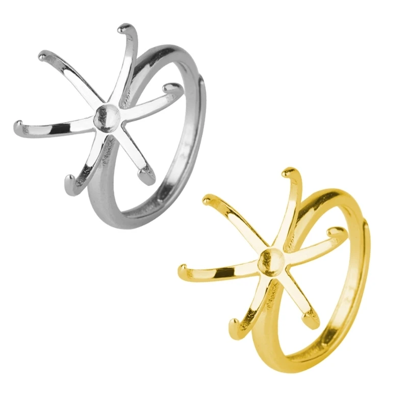 Set of 4 Durable Adjustable Rings Base Gold/Silver Plated Irregular Claws Bases Dropsale