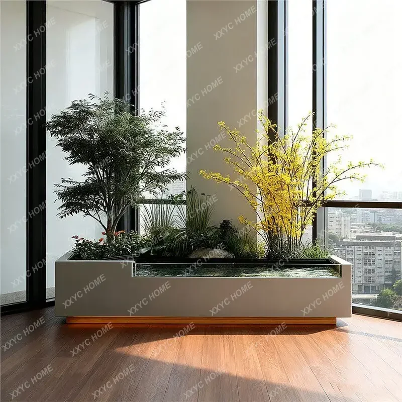 Customized stainless steel circulating water fish pond flower box courtyard outdoor balcony garden landscaping landscape