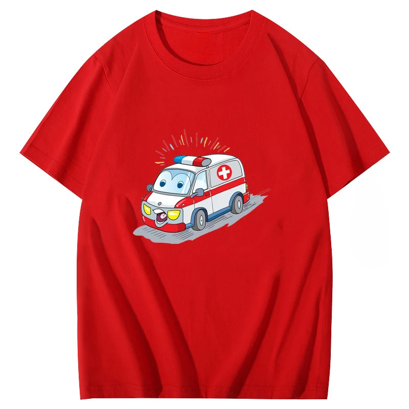 Ambulance Wee Woo Printed loose Casual Top Comfy short sleeve T-shirt for both men and women