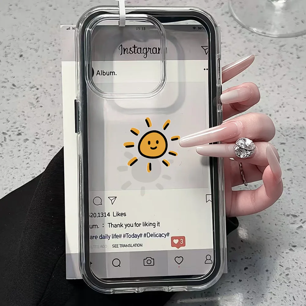 Minimalist Sun Phone Case For Samsung Galaxy S26 Ultra S25 S24 Plus s22 s23 Plus FE A57 A54 A55 A16 A35 A36 A37 5G Clear Cover
