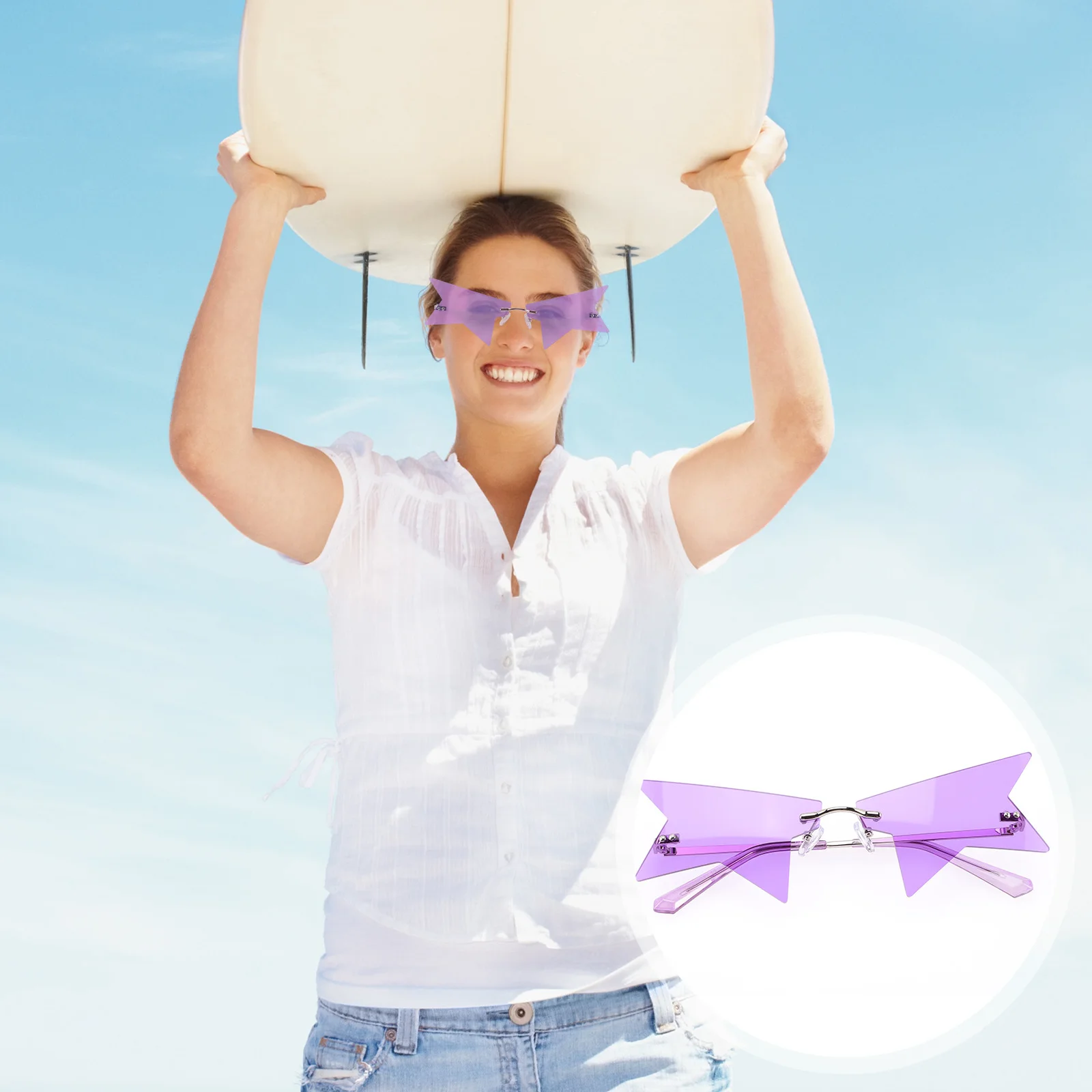 

Funny Sunglasses for Women Men Rimless Alloy Hawaiian Eyewear Party Vacation Festival Photo Props Trendy Accessories Sunglasses