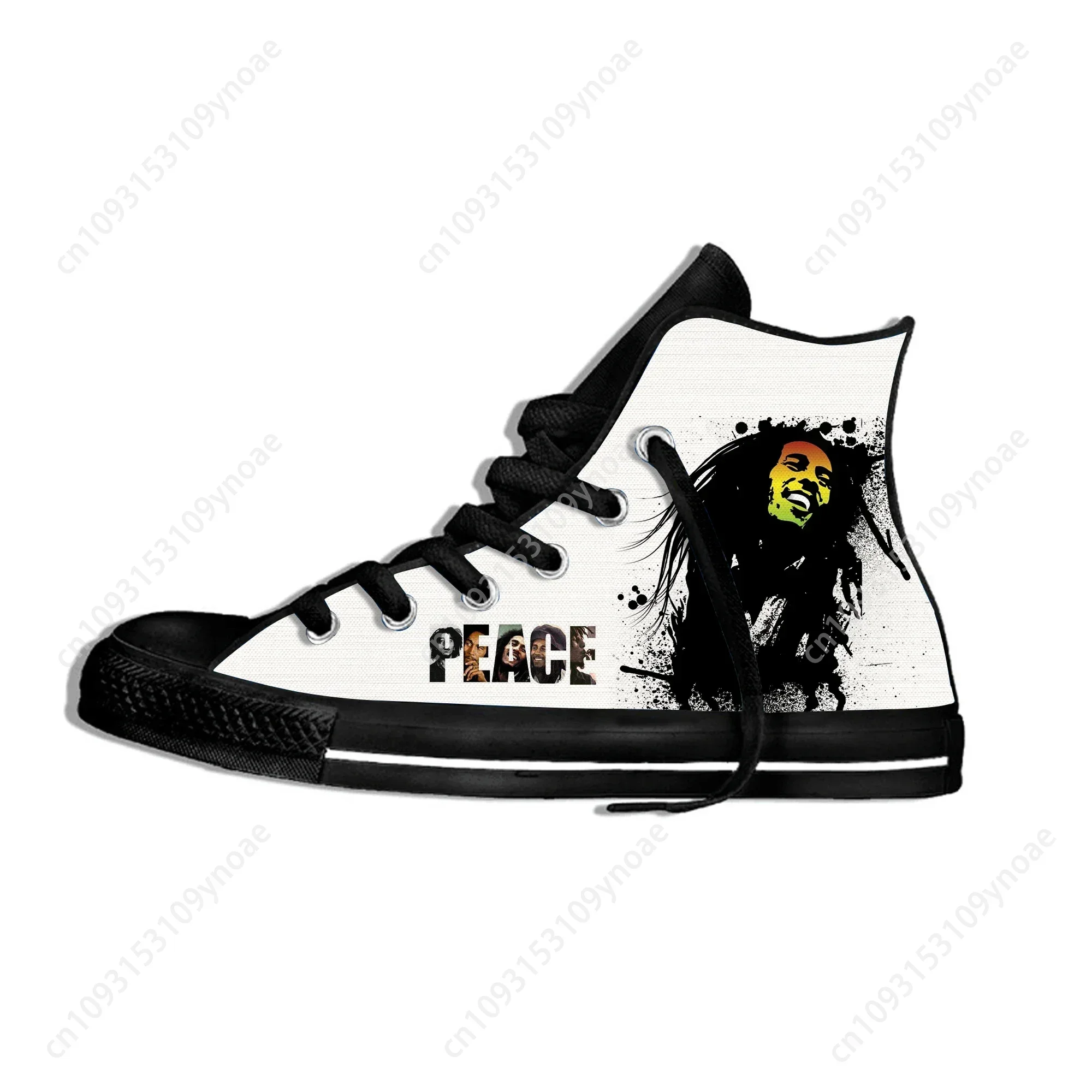 Hot Custom Legend Bob Marley Reggae Music Novelty Design Lightweight High Top Canvas Shoes Men Women Casual Breathable Sneakers