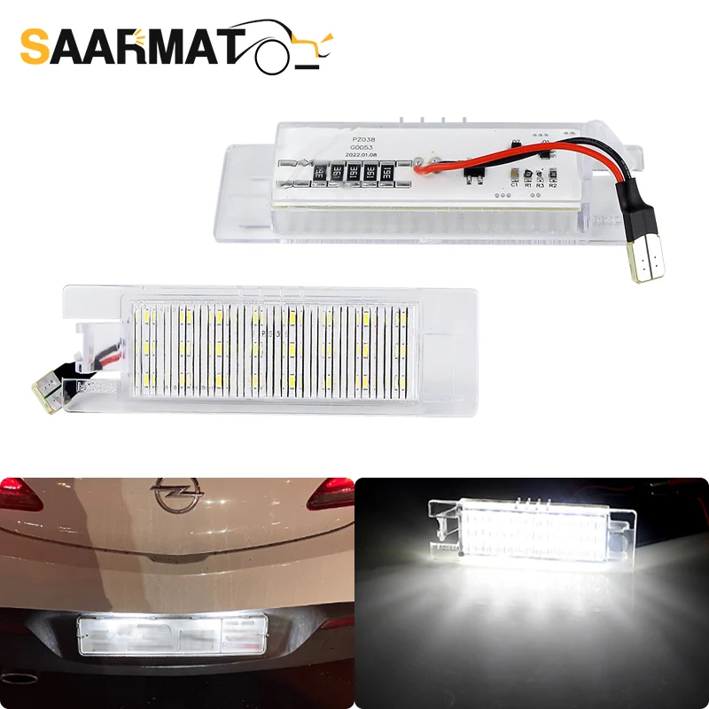 2Pcs Error Free LED License Number Plate Light Lamps for Opel Astra H J K Corsa Zafira Insignia Vectra Meriva Adam or Vauxhall