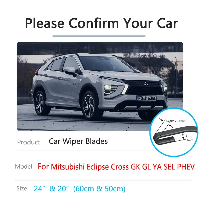 Car Front Wiper Blades For Mitsubishi Eclipse Cross GK GL YA 2017~2022 SEL Cleaning Windshield Windscreen Brushes Accessories