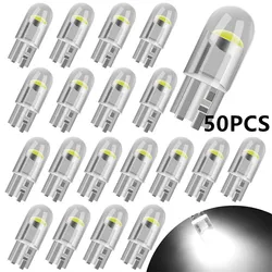 5/10/20/50PCS T10 DC 12V Car LED Light Canbus Glass COB 6000k Reading Dome Lamp Marker Wedge License Plate Light Bulb