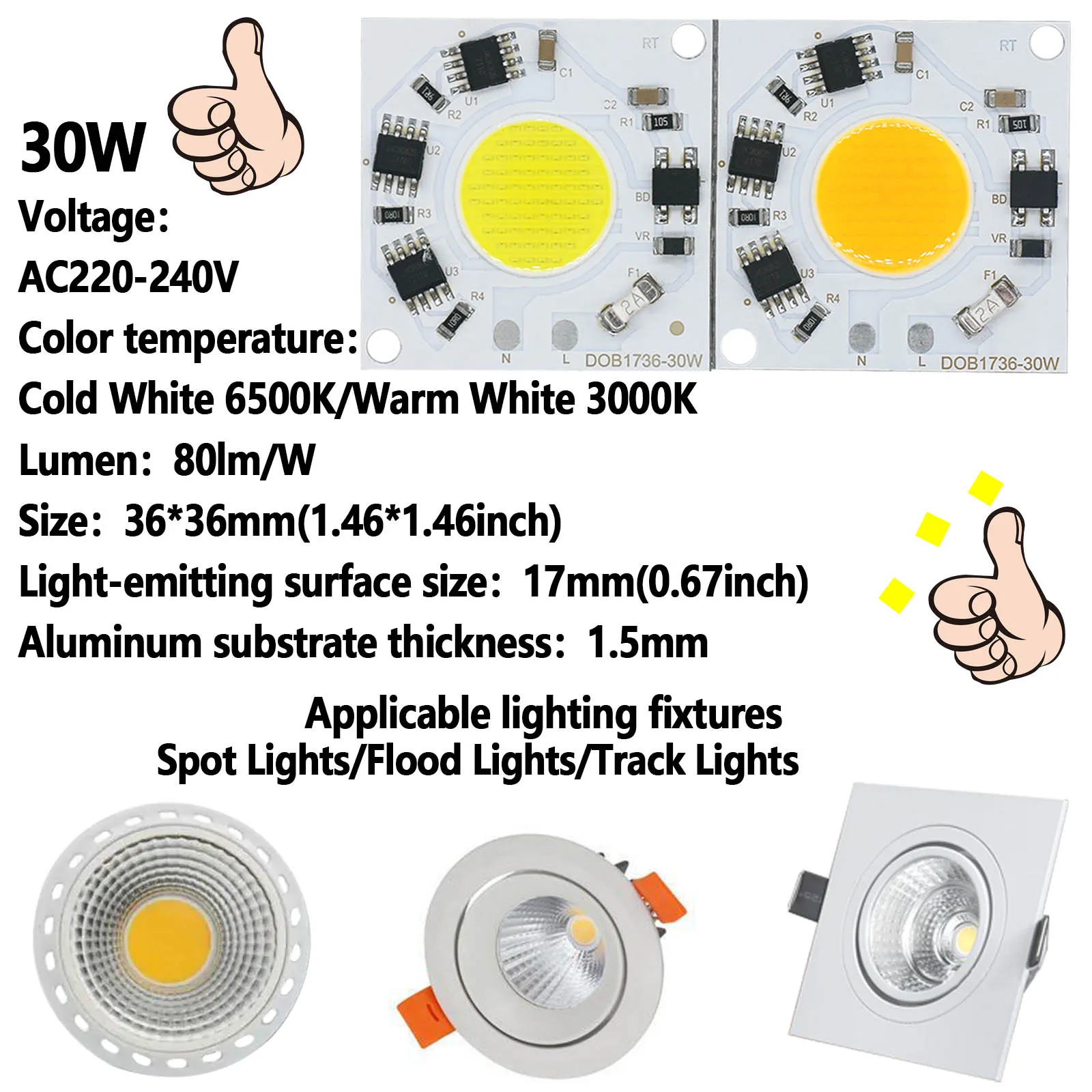 超高輝度LEDチップランプビーズ,電球,コールド,ウォーム,スマート,ic,照明不要,AC 220v,240v,30w