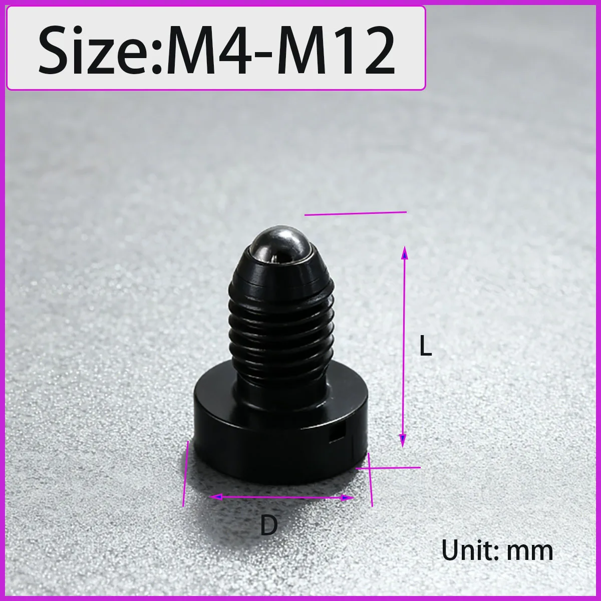 M4-M12 Cap Type Ball Head Plunger - Spring Positioning Ball with Slotted Threaded Lock Pin for Machinery Automation Equipment