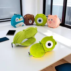 2-in-1 Cute Travel Pillow Eye Combo, for Airplane,train, Car or Outdoors,Kids Neck Pillow, Toddler Neck Pillow For Travelin