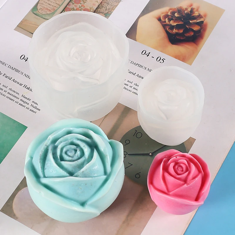 3D Stereo Rose Flowers Shape Candle Epoxy Resin Mold DIY Handmade Aromatherapy Soap Silicone Mold Home Decoration Festival Gift