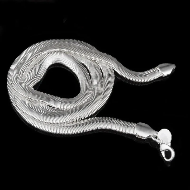 1 Piece 16-24Inch Original 925 Sterling Silver Smooth Snake Women Men Necklace Chain With Lobster Clasps Set Jewelry Accessory