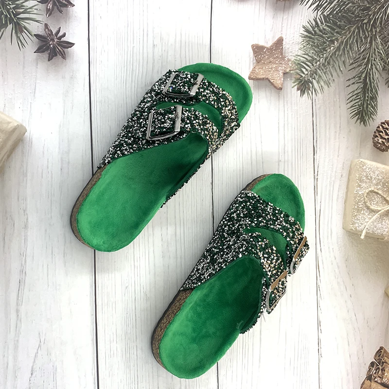 Women Crystal Slippers Bling Diamond Slipper Cozy Flip Flop Beach Sandals Casual Flat