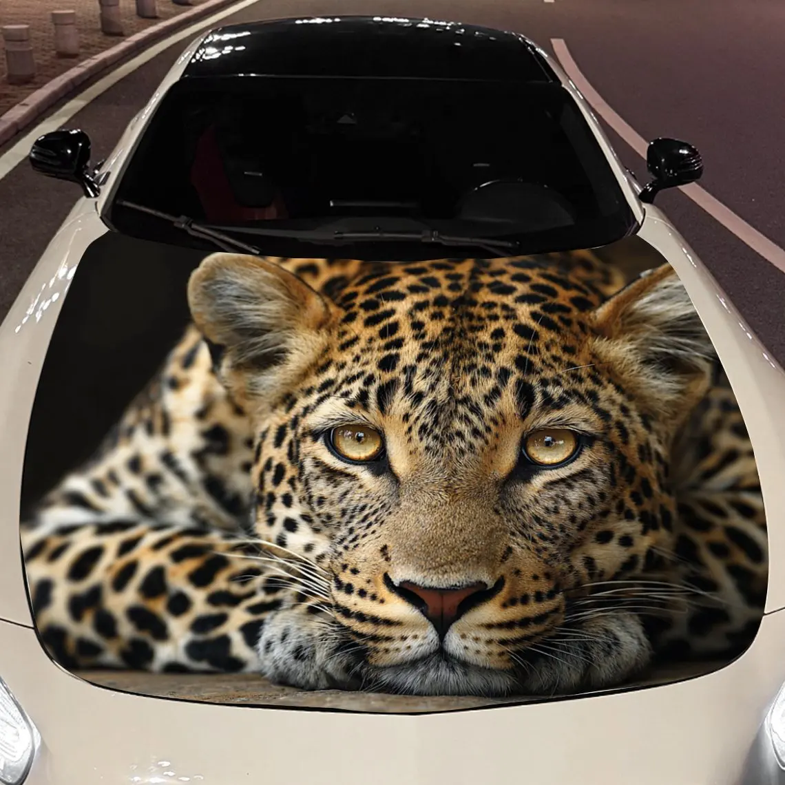 

Car Decals A Leopard Exuding Intense Focus And Wild Allure In A Close - Up Depiction Car Hood Sticker, Waterproof Self - Adhesiv