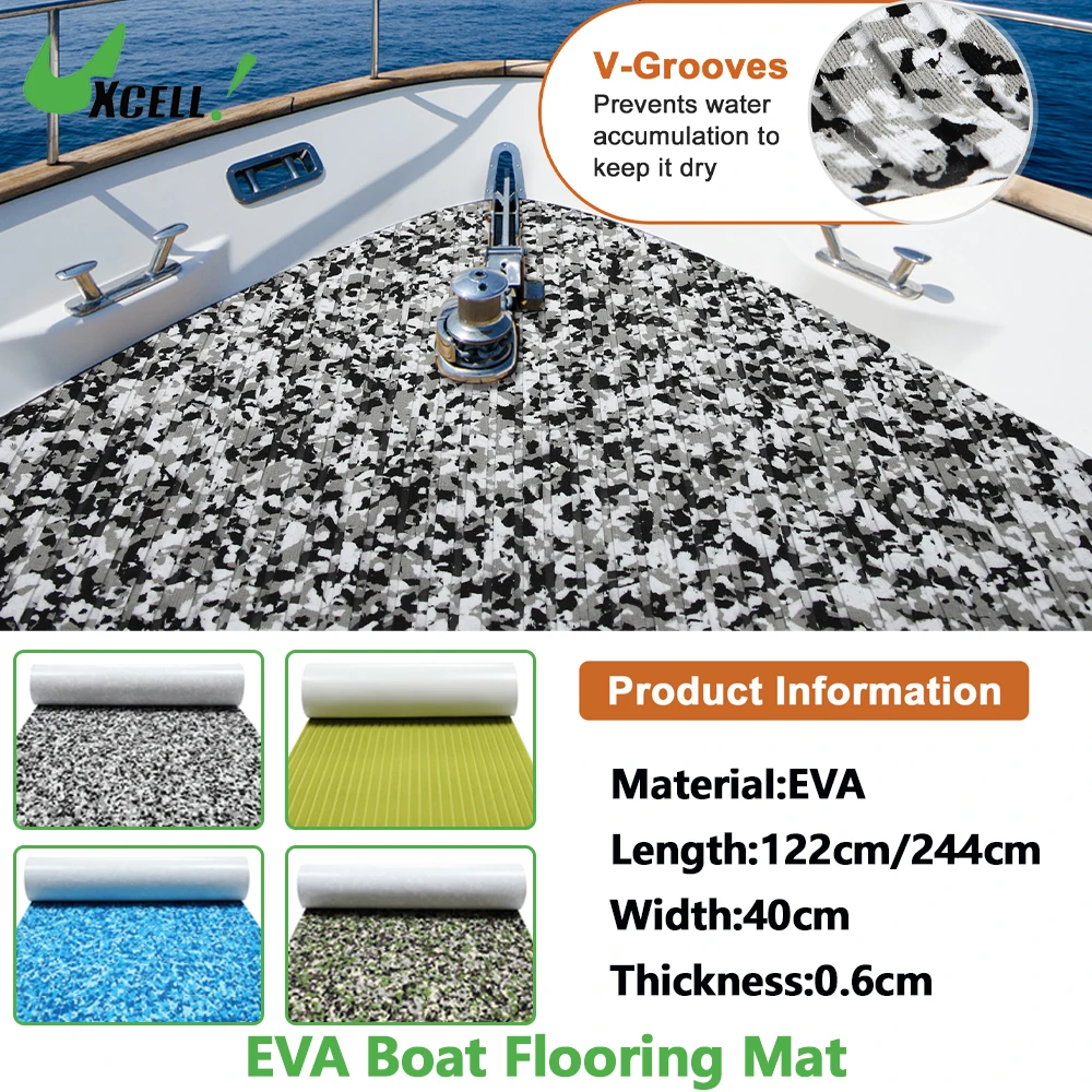 

UXCELL 122cm/244cm Length Self-Adhesive Boat Flooring Strip Cut EVA Foam Sheet Non-Slip Traction Pad for Boats Decking 1Pcs