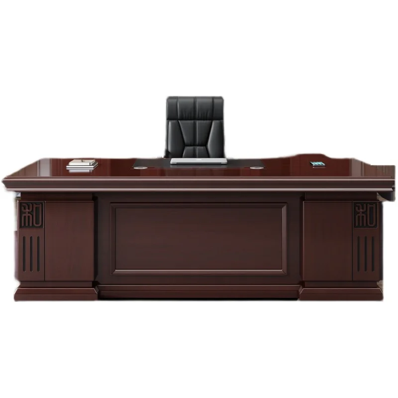 مكتب تنفيذي كبير باللون البني، تخزين رخيص، مكتب كمبيوتر حديث للدراسة، أدراج ألعاب، طاولة محطة عمل Mesa Escriotorio #6