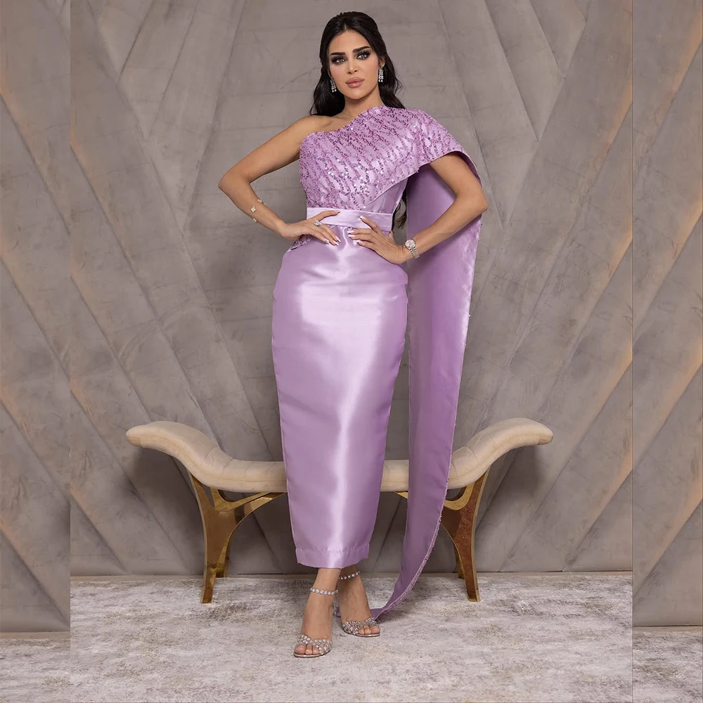 

Elegant Evening Dresses Curvy Strapless Sleeveless Mermaid Pageant Dress with Cape Sequined Garden Party Prom Gown Customized