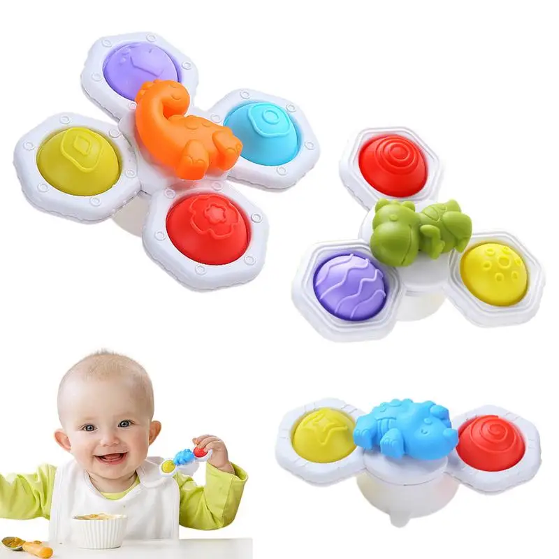 

Kid Spinner Toys With Suction 3PCS/set Cartoon Kid Suction Spinner Toys Spinners For Babies Kid Suction Spinner Babies Bath Toys