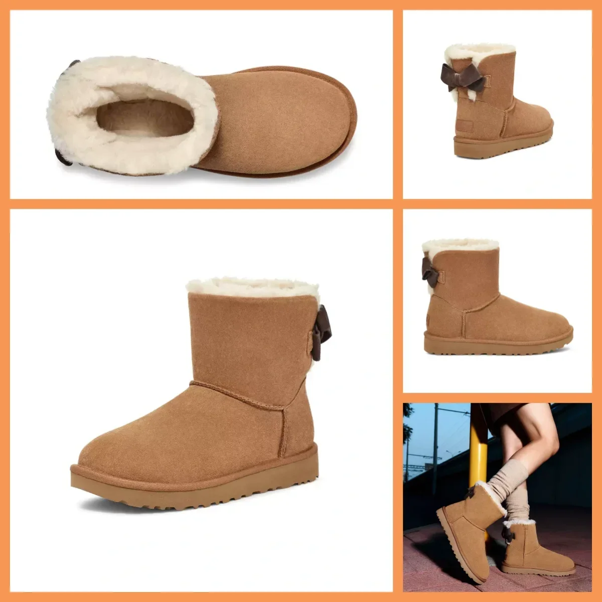 New 2026 model women's winter ultra-mini boots - Women's Australian platform boots - Leather material warm boots - Fur decoratio