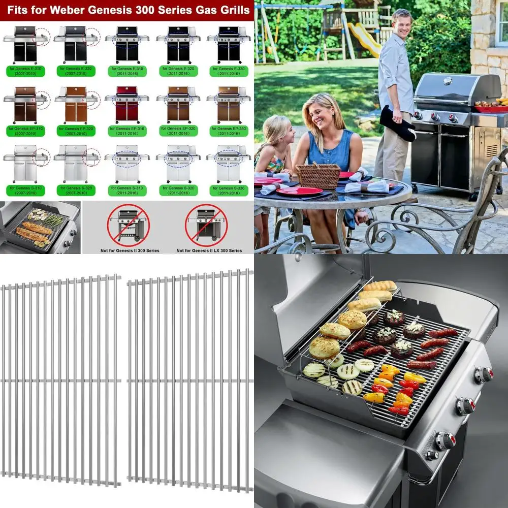 

Weber Genesis 300 Series 19.5 Stainless Steel Cooking Grates, Compatible with Models E310-S330 (2007-2016) & Pit Boss PB700 Gril