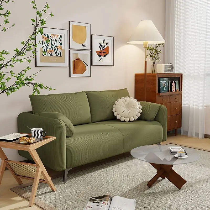 Sofa small apartment rental living room fabric sofa retro Internet celebrity technology cloth corduroy sofa