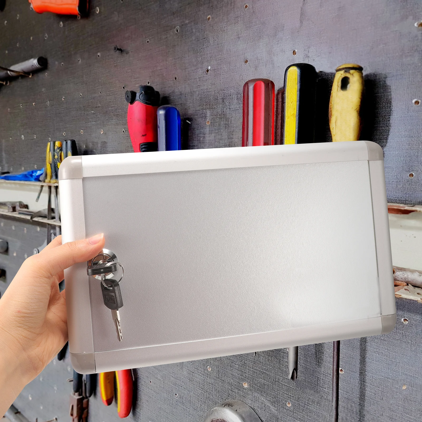 KICHOUSE Wall Mounted Key Box Organizer Lockable Storage Cabinet for Home Office