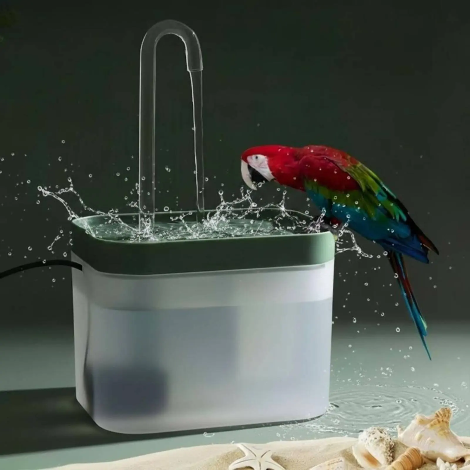 Electric Avian Bath Food-Safe Material Parrot Bathing Tub Automatic Avian Shower With Strainer Circulating Water Water Feature
