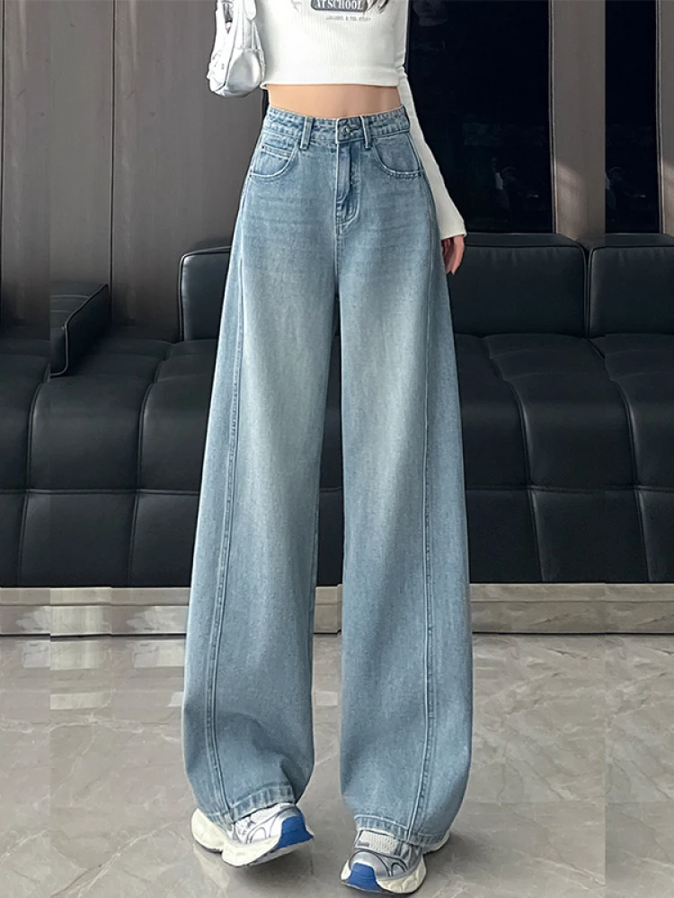 

High Waist Wide Leg Jeans Women's Faion Loose Fit Straight Leg Pants Spring 2026 Casual Comfortable Polyester Fiber