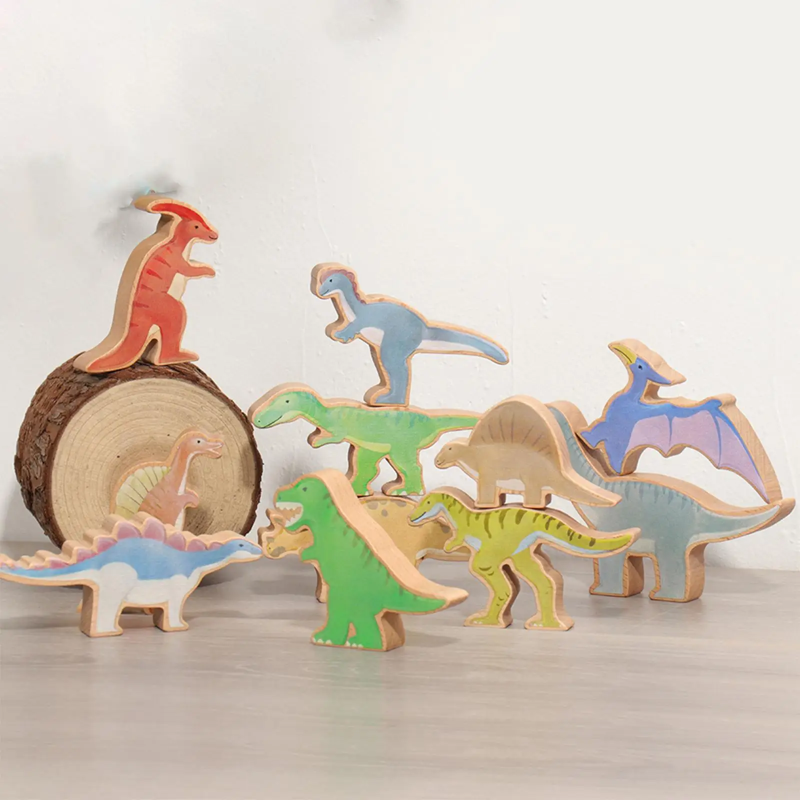 Klassische Holz klötze Dinosaurier Spielzeug Vorschul spiel für Kleinkind Mädchen Jungen