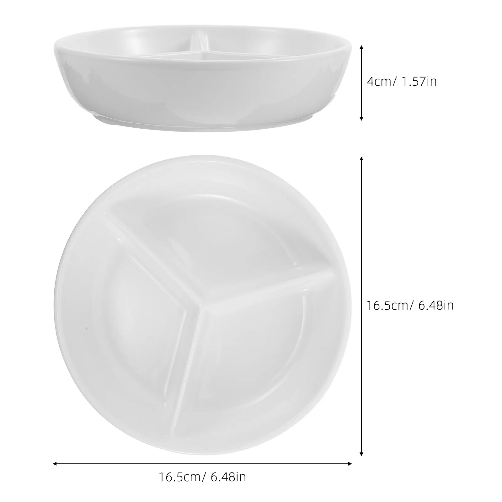 2Pcs Japanese Style Ceramic Deep Plate 16Cm 3 Section Divided Cereal Bowl Milk Separator Keeps Crunchy Ice Cream Topping Yogurt