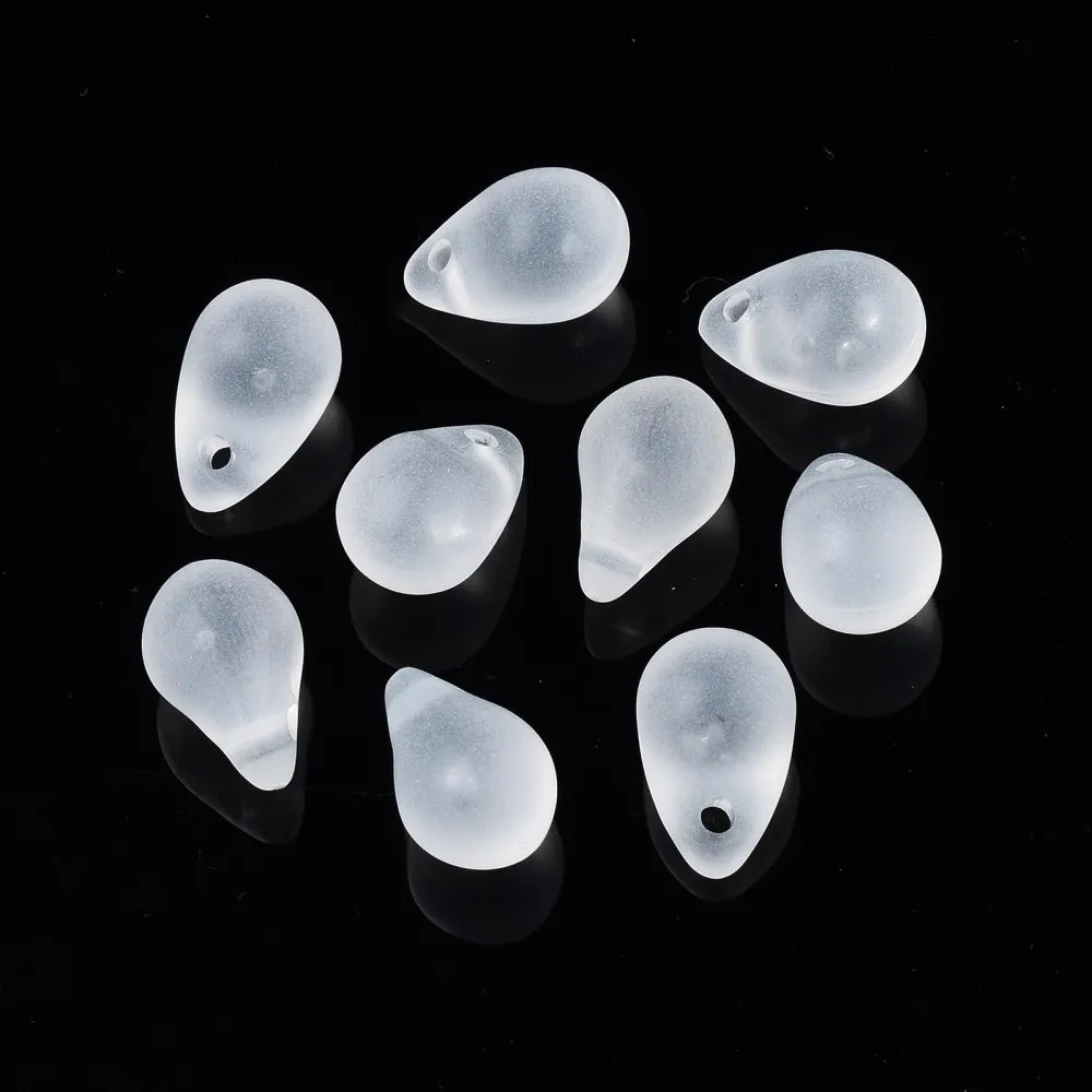 

500g Transparent Acrylic Pendants Frosted Teardrop WhiteSmoke 13x8.5mm Hole: 1.6mm about 1000pcs/500g