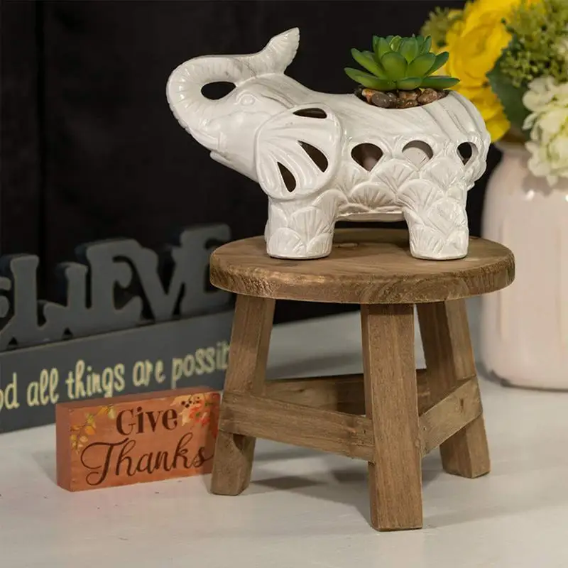 Taburete de madera con soporte para plantas, Mini taburete de pesca para niños, estante de flores, estante para bonsái, decoración Interior de