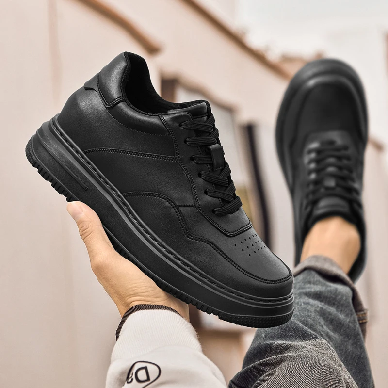 

Новая универсальная и удобная повседневная обувь 2025 года, подъемные туфли из натуральной кожи, подъемные туфли, мужские стельки, мужская спортивная обувь 6/8 см