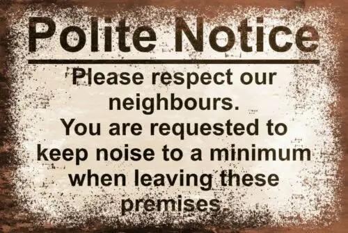 Bitte halten Sie leise Sicherheits informationen Vintage-Look Metall Warnschild, Bar Pub