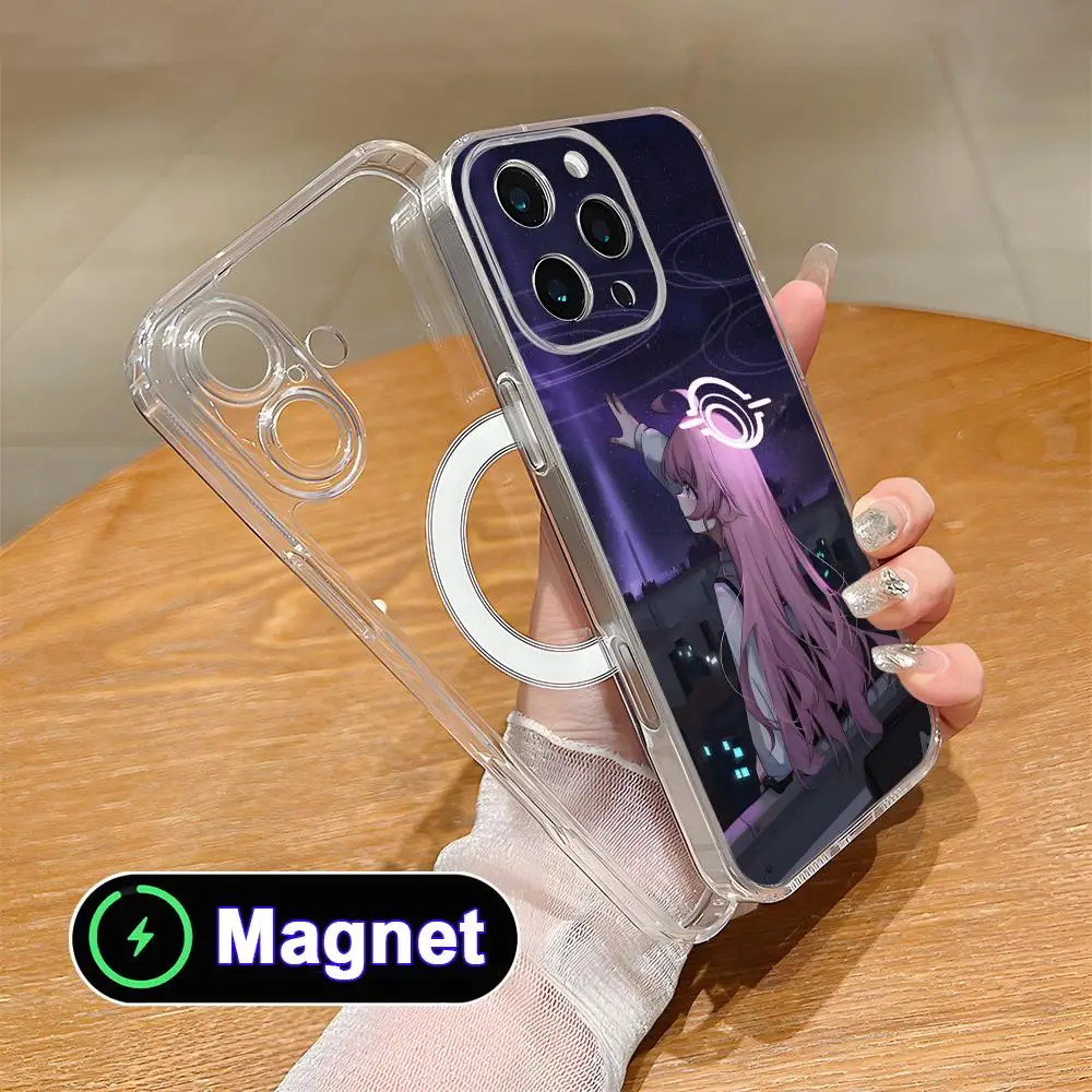 

Чехол Blue Archive Takahashi Hoshino Clear Magsafe для iPhone 17 16 15 14 13 12 11 Air Pro Max Plus Mini, цветной