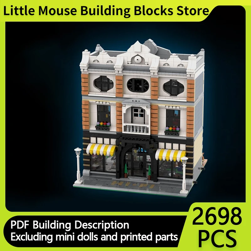 

City Street View Model MOC Building Bricks Hi-Fi Store And Cafe Modular Technology Gifts Holiday Assemble Children Toys Suit