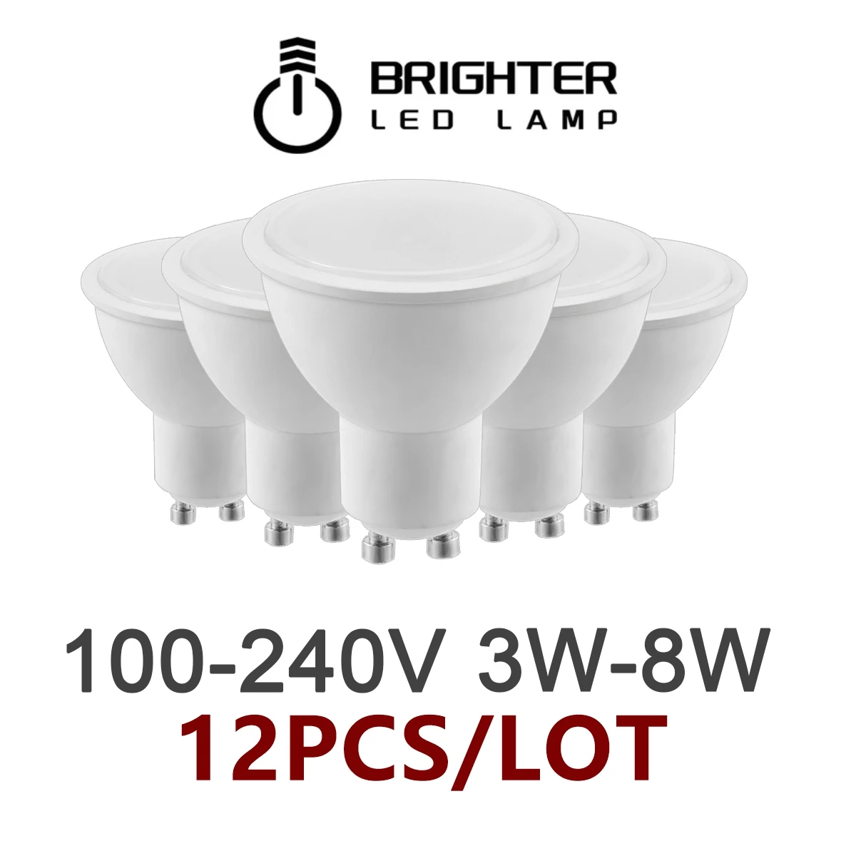 

12PCS Amplia presión GU10 MR16 100-240v LED spotlight 3w-8w iluminación doméstica aplicable reemplazo 50W 100W lámpara halógena