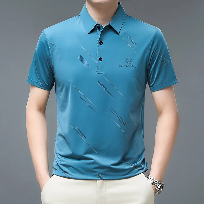 

Father's Day Ice Silk Short Sleeve T-Shirt Men's Summer Shirt Loose Fit Polyester Fiber Cleanfit Style Middle-aged Upper...