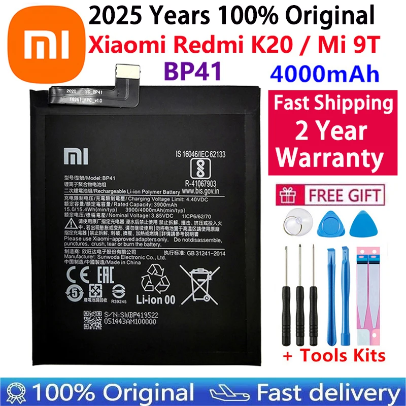 100% Nguyên Bản Pin Thay Thế Cho Xiaomi Redmi K20 Pro Mi 9T Pro Mi9T Redmi K20Pro Cao Cấp Pin Chính Hãng 4000MAh BP41 BP40