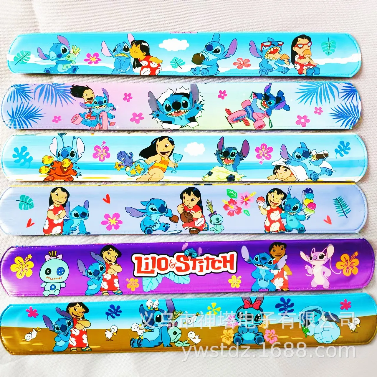 

12/24/36pcs Stitch theme Slap Bracelet Pvc Snap Circle Cartoon Pat Circle Bracelet Children Fun Gifts Birthday Gifts