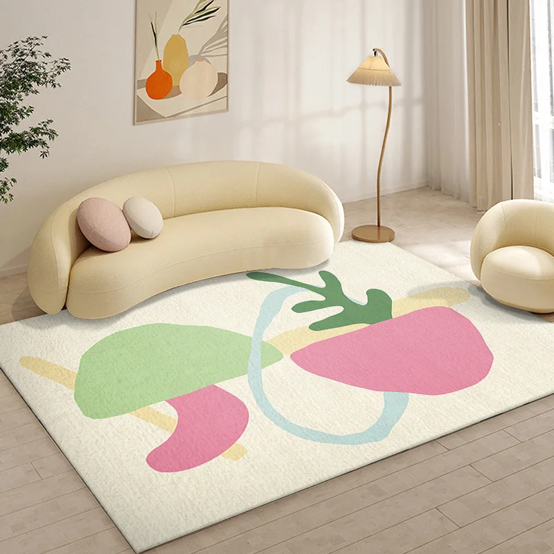 Scandinavian Style Living Room Decorative Rug Soft Carpet Sofa Area Rug For Girls Bedroom Light Luxury Flower Pattern Floor Mat