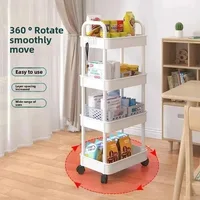5-Tier Rolling Storage Cart 360° Swivel Wheels, Plastic Movable Trolley Organizer for Kitchen Bathroom Bedroom Home Storage Rack 4