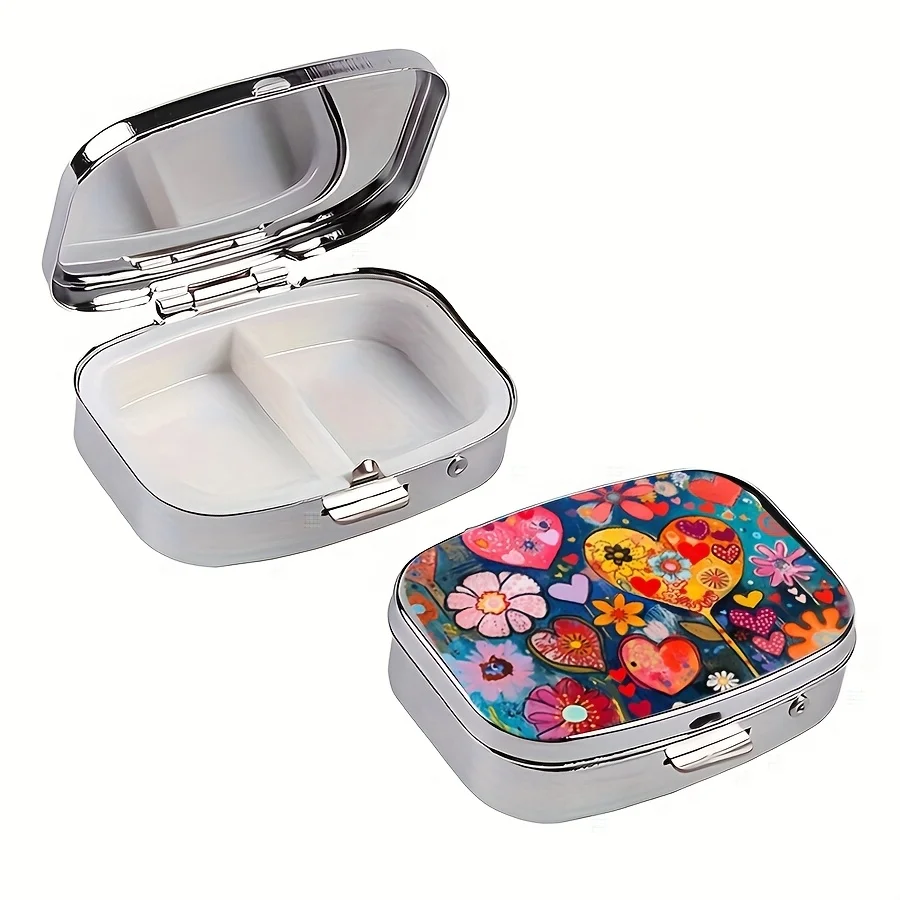 علبة حبوب على شكل طلاء زيتي، مقصورتين. #5